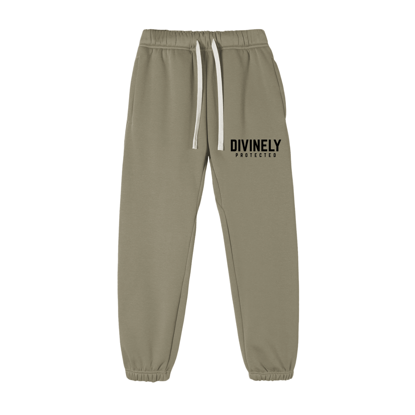 Divinely Protected Essential Fleece Sweatpants (Black Text)