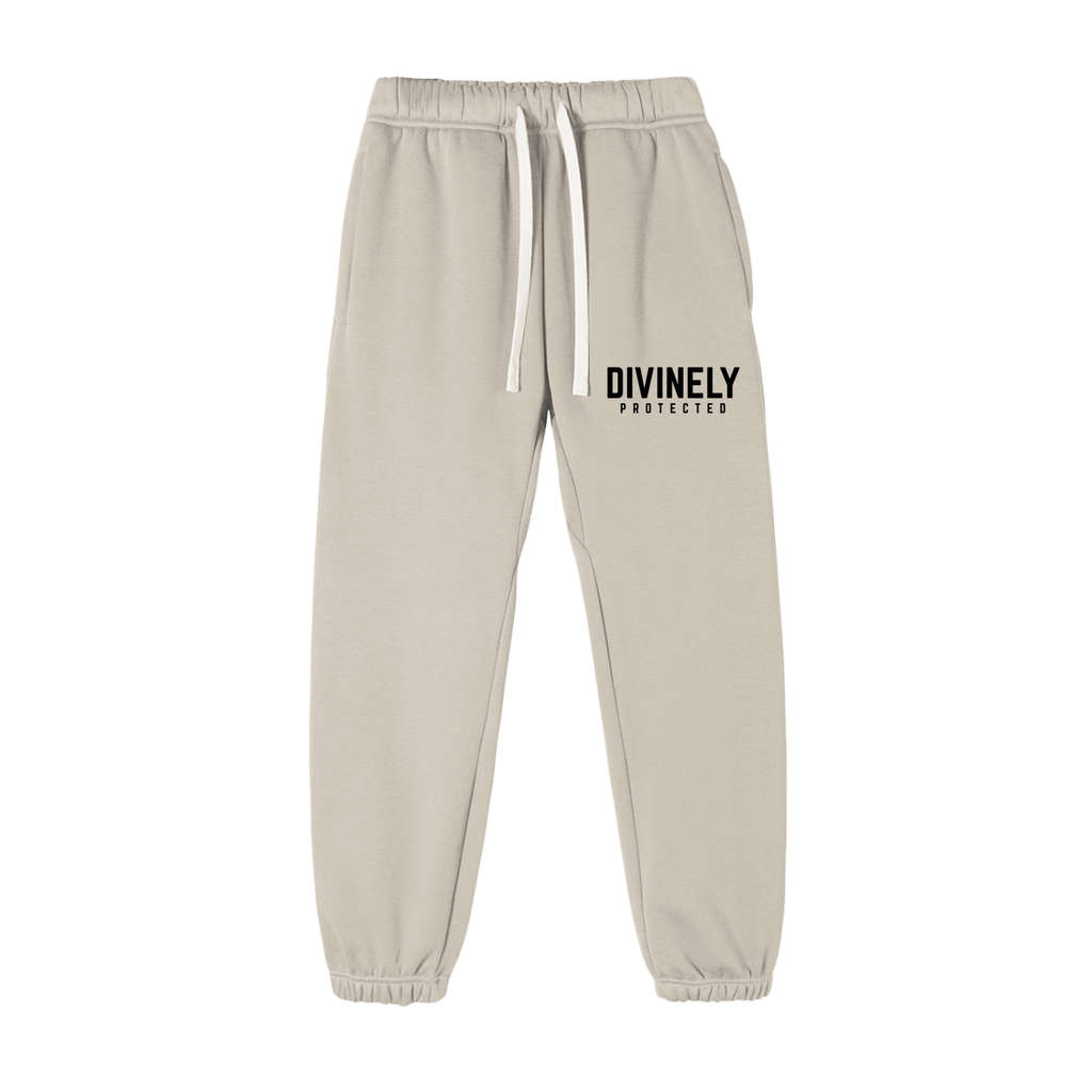 Divinely Protected Essential Fleece Sweatpants (Black Text)
