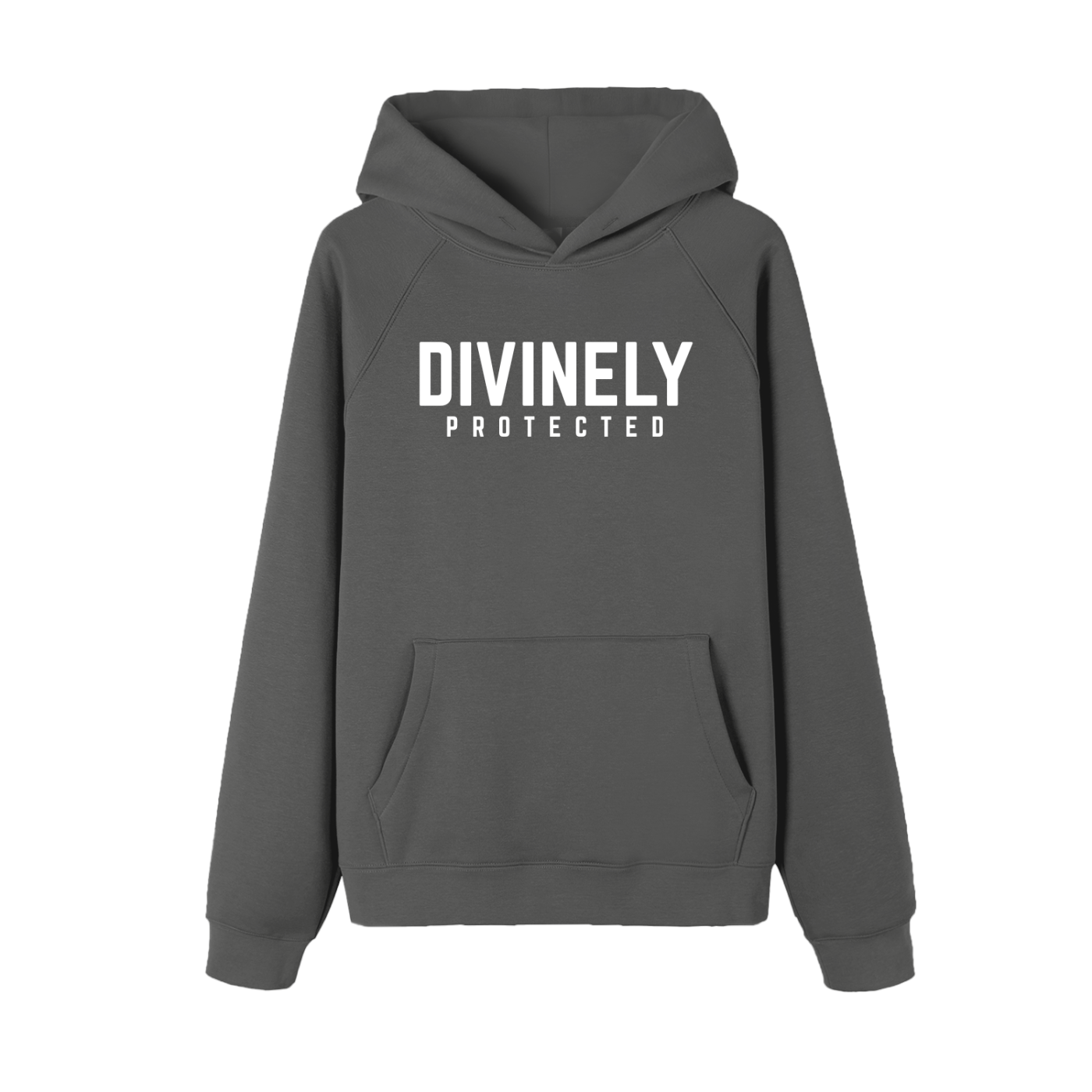 Divinely Protected Essential Raglan Sleeve Fleece Hoodie (White Text)