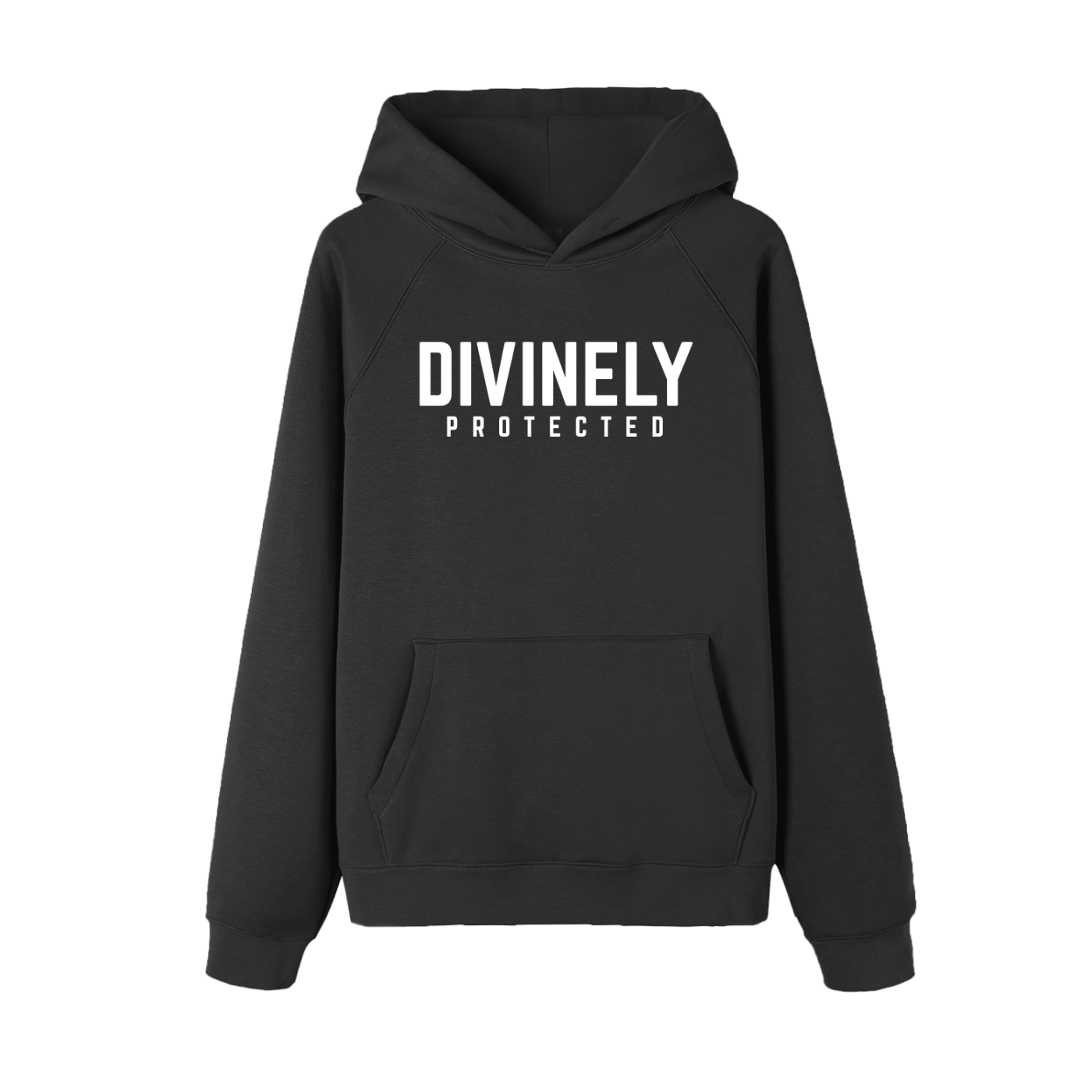 Divinely Protected Essential Raglan Sleeve Fleece Hoodie (White Text)