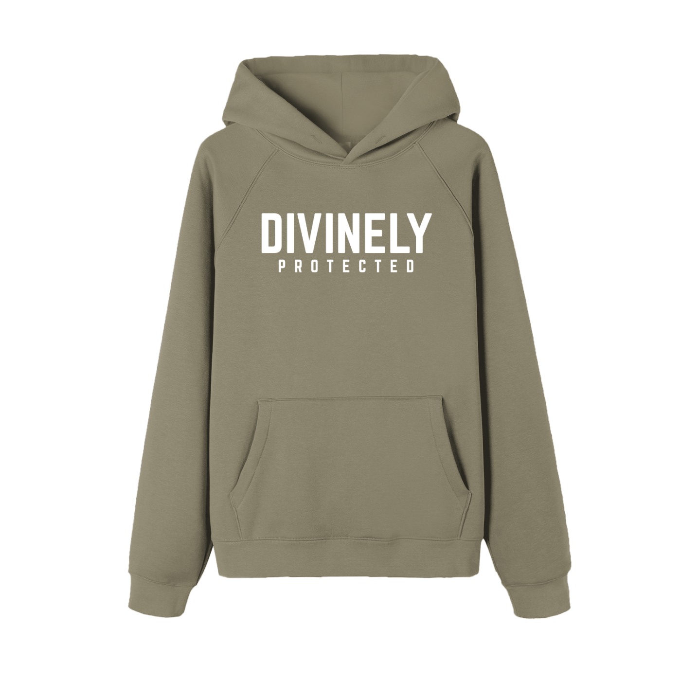 Divinely Protected Essential Raglan Sleeve Fleece Hoodie (White Text)