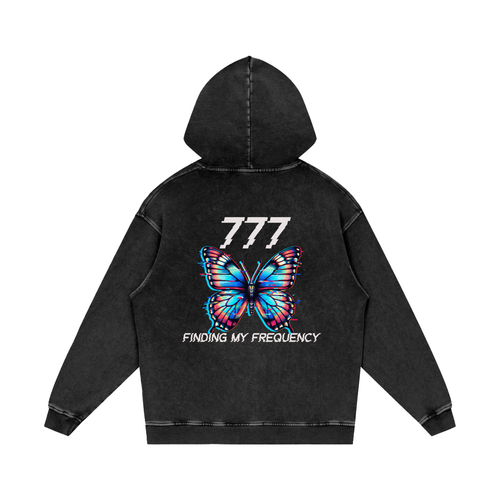 777 Snow Washed Loose Cotton Hoodie