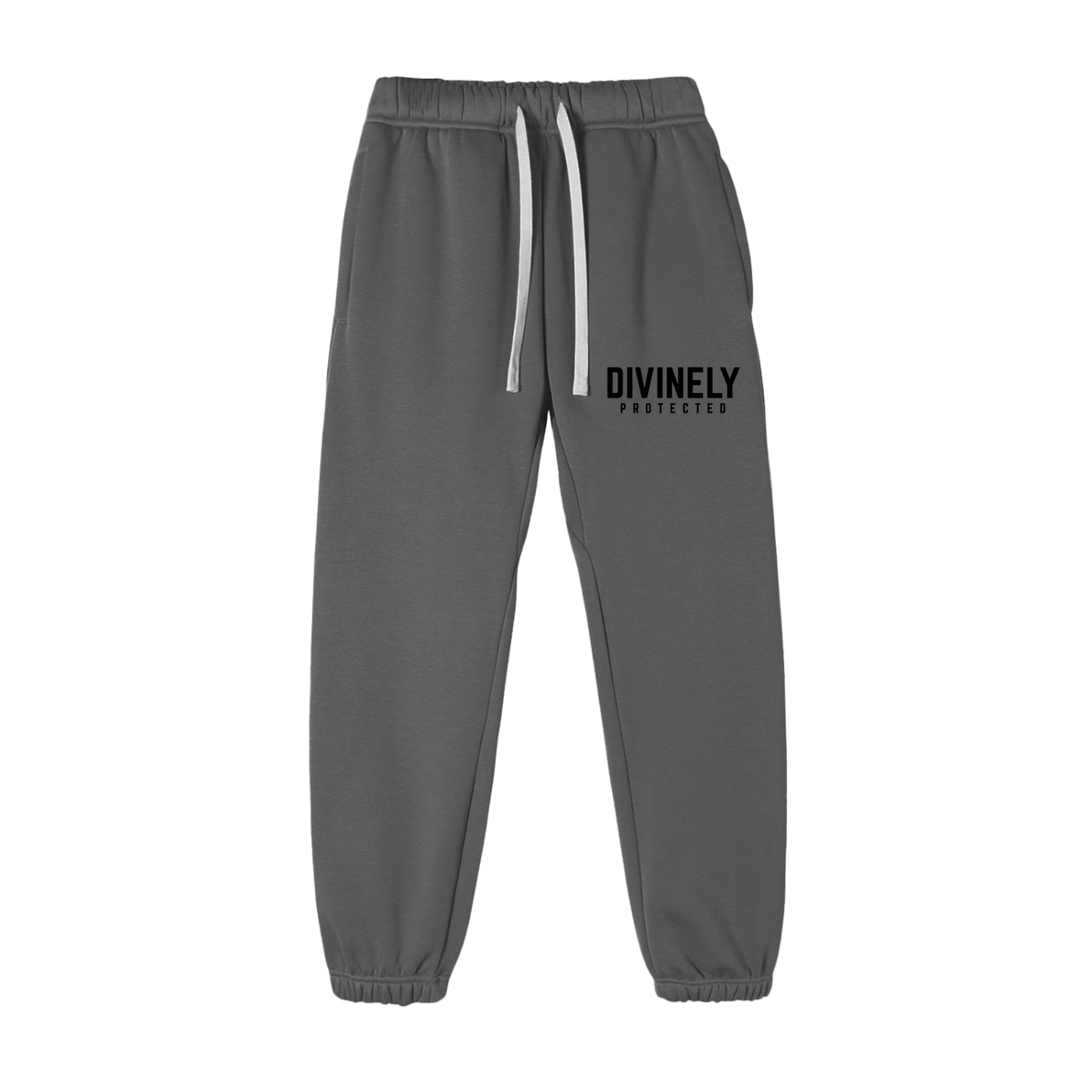 Divinely Protected Essential Fleece Sweatpants (Black Text)